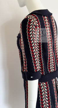 CHANEL 04A Red Navy Tricolor Zipper Tweed Jacket Skirt Suit 36 シャネル レッド ネイビー トリコロール ツイード ジャケット スカート スーツ 即発 - TC JAPAN