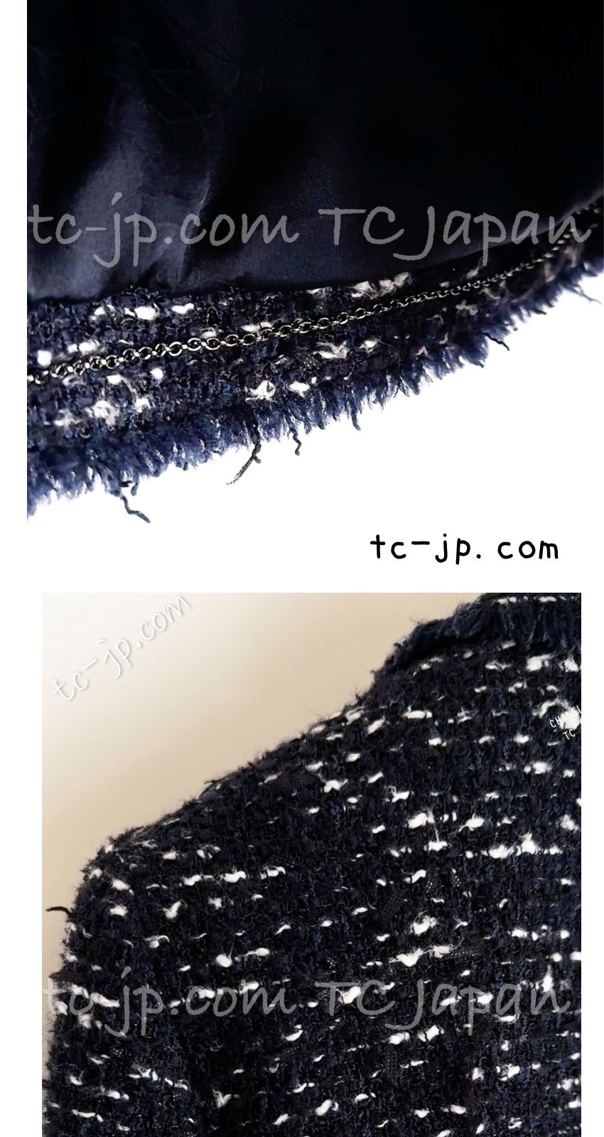 CHANEL 04A Navy Black Tweed Jacket 40 シャネル ネイビー ブラック ツイード ジャケット 即発