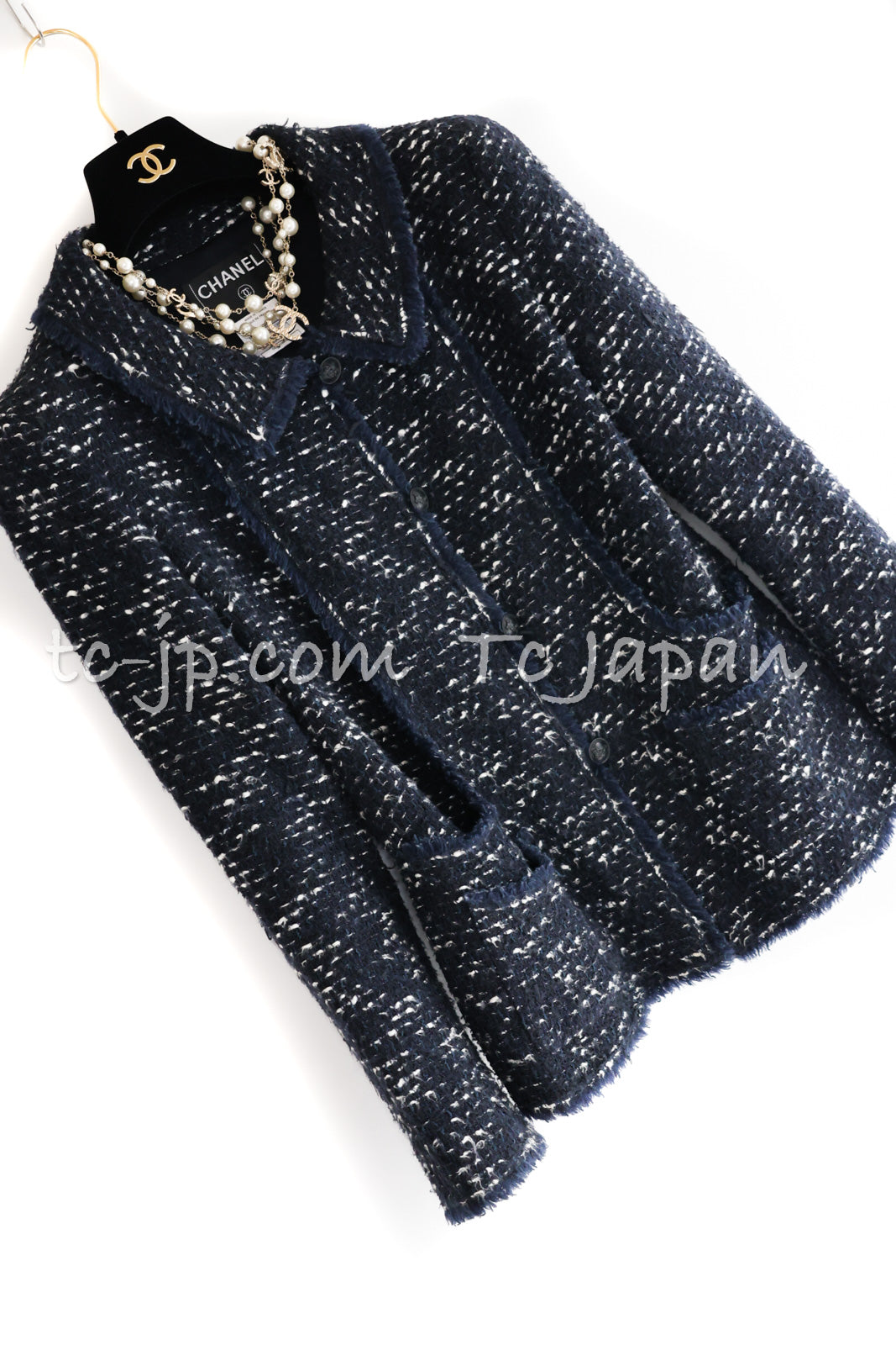 CHANEL 04A Navy Black Tweed Jacket 40 シャネル ネイビー・ブラック・ツイード・ジャケット 即発