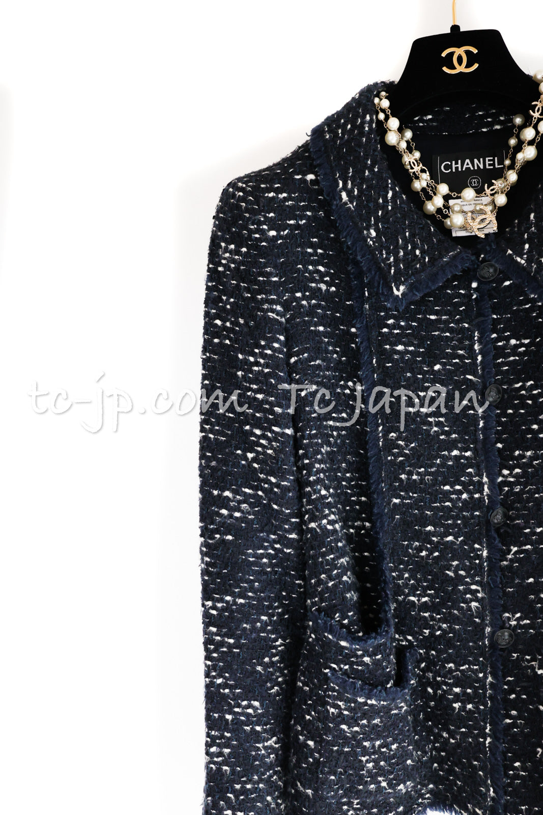 CHANEL 04A Navy Black Tweed Jacket 40 シャネル ネイビー・ブラック・ツイード・ジャケット 即発