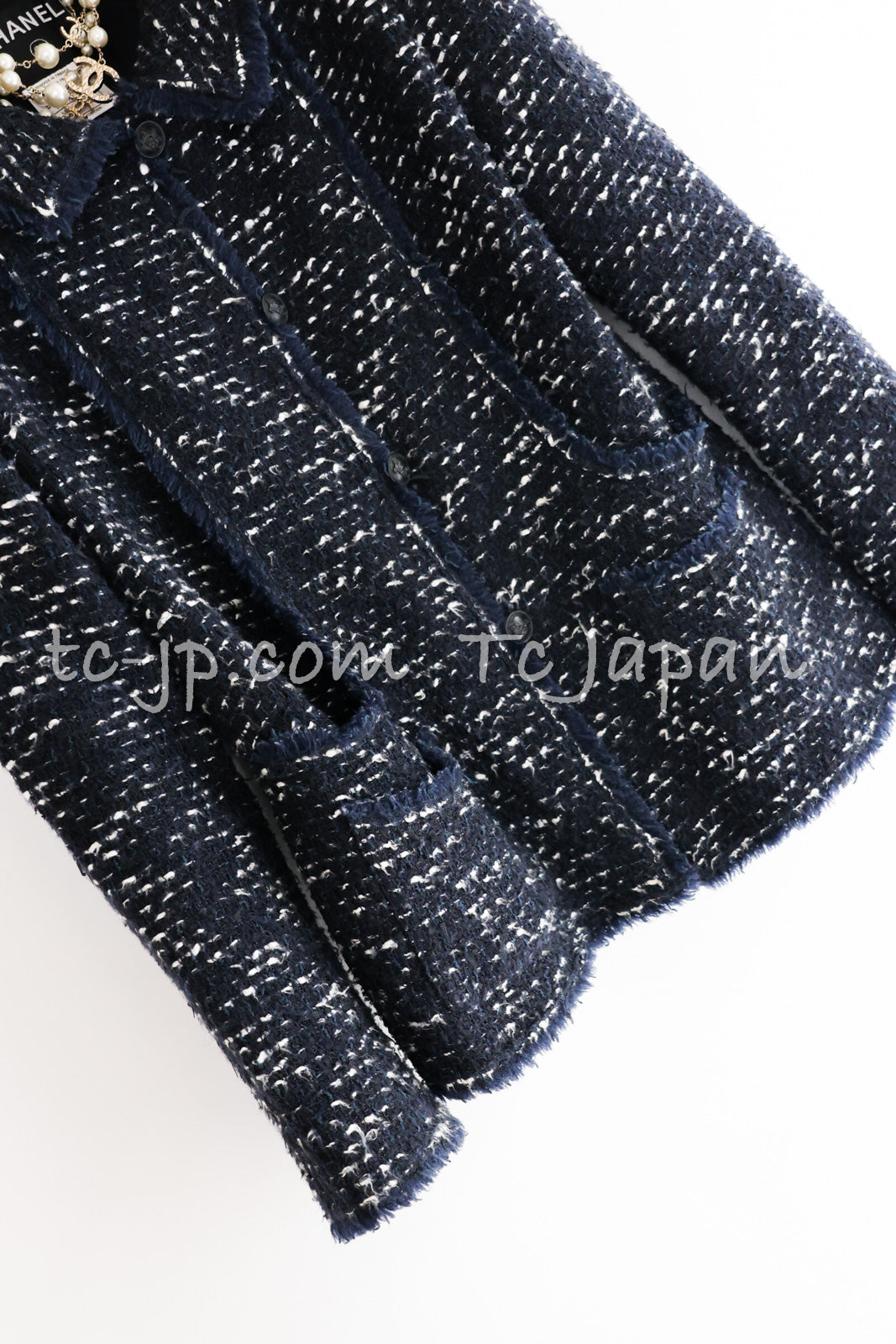 シャネル ネイビー・ブラック・ツイード・ジャケット CHANEL 04A Navy