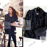 CHANEL 04A Navy Black Tweed Jacket 40 シャネル ネイビー ブラック ツイード ジャケット 即発