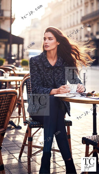 CHANEL 04A Navy Black Tweed Jacket 40 シャネル ネイビー ブラック ツイード ジャケット 即発 - TC JAPAN