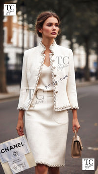 CHANEL 11PF Creme Ivory Gold Gripoix Buttons Wool Jacket Cameron Diaz 34 36 シャネル クリーム アイボリー ゴールド グリポア宝石ボタン ウール ジャケット キャメロン ディアス 即発
