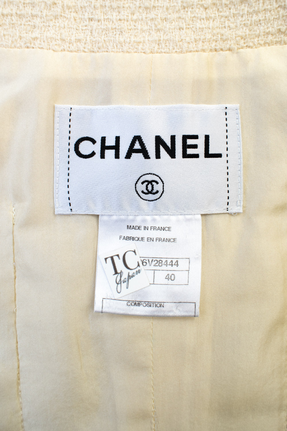 シャネル ジャケット CHANEL 11PF アイボリー ゴールド ボタン ウール クリーム グリポア宝石ボタン キャメロン ディアス 34 36