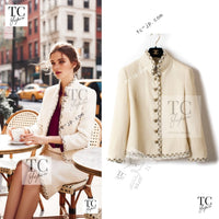 CHANEL 11PF Creme Ivory Gold Gripoix Buttons Wool Jacket Cameron Diaz 34 36 シャネル クリーム アイボリー ゴールド グリポア宝石ボタン ウール ジャケット キャメロン ディアス 即発