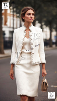 CHANEL 11PF Creme Ivory Gold Gripoix Buttons Wool Jacket Cameron Diaz 34 36 11