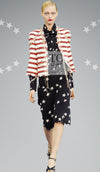 CHANEL 08S White Red Silk Cotton Stripe Border Jacket 50 シャネル ホワイト レッド シルク コットン ストライプ ボーダー ジャケット 即発