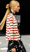 CHANEL 08S White Red Silk Cotton Stripe Border Jacket 50 シャネル ホワイト レッド シルク コットン ストライプ ボーダー ジャケット 即発