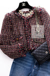 CHANEL 11C Red Black Metalic Lesage Cropped Jacket 34 シャネル レッド ブラック メタリック ルサージュ ジャケット 即発