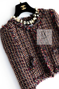 CHANEL 11C Red Black Metalic Lesage Cropped Jacket 34 シャネル レッド ブラック メタリック ルサージュ ジャケット 即発