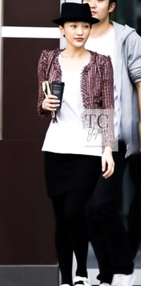 CHANEL 11C Red Black Silver Metalic Cropped Jacket 36 シャネル レッド ブラック シルバー メタリック ジャケット 即発