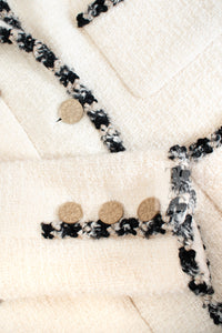 CHANEL 06A Ivory Black Trimming Wool Tweed Jacket 36 シャネル アイボリー ブラック トリミング ウール ツイード ジャケット 即発