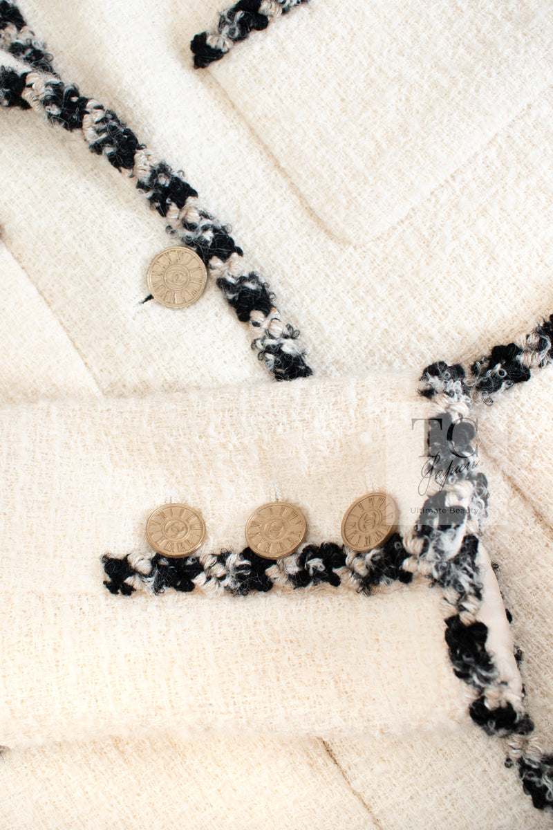 CHANEL 06A Ivory Black Trimming Wool Tweed Jacket 36 シャネル アイボリー ブラック トリミング ウール ツイード ジャケット 即発