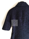 CHANEL 14C Dark Navy Black Camellia Silk Double Jacket 34 シャネル ダークネイビー ブラック カメリア シルク ダブル ジャケット 即発