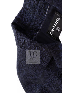 CHANEL 14C Dark Navy Black Camellia Silk Double Jacket 34 シャネル ダークネイビー ブラック カメリア シルク ダブル ジャケット 即発