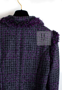 CHANEL 03A Purple Black Metallic Wool Tweed Jacket 38 40 シャネル パープル ブラック ウール ツイード ジャケット 即発