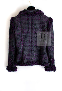 CHANEL 03A Purple Black Metallic Wool Tweed Jacket 38 40 シャネル パープル ブラック ウール ツイード ジャケット 即発