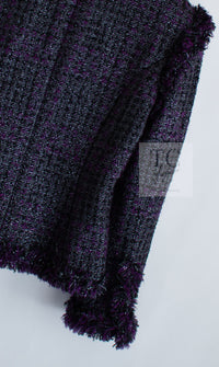 CHANEL 03A Purple Black Metallic Wool Tweed Jacket 38 40 シャネル パープル ブラック ウール ツイード ジャケット 即発