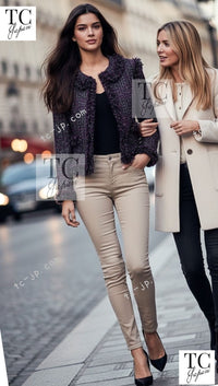 CHANEL 03A Purple Black Metallic Wool Tweed Jacket 38 40 シャネル パープル ブラック ウール ツイード ジャケット 即発