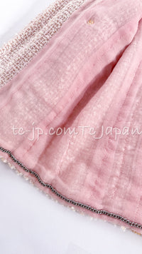 CHANEL 99S Rose Pink White Cotton Wool Tweed Jacket 38 シャネル ローズ ピンク ホワイト コットン ウール ツイード ジャケット 即発