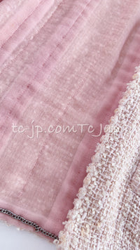 CHANEL 99S Rose Pink White Cotton Wool Tweed Jacket 38 シャネル ローズ ピンク ホワイト コットン ウール ツイード ジャケット 即発
