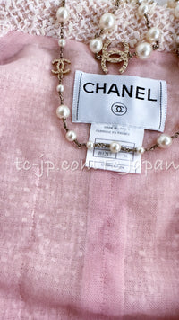 CHANEL 99S Rose Pink White Cotton Wool Tweed Jacket 38 シャネル ローズ ピンク ホワイト コットン ウール ツイード ジャケット 即発