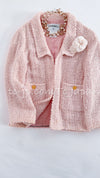 CHANEL 99S Rose Pink White Cotton Wool Tweed Jacket 38 シャネル ローズ ピンク ホワイト コットン ウール ツイード ジャケット 即発