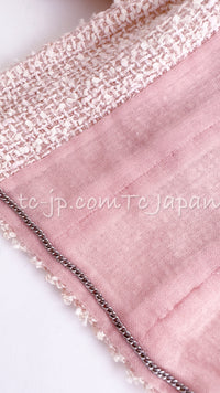 CHANEL 99S Rose Pink White Cotton Wool Tweed Jacket 38 シャネル ローズ ピンク ホワイト コットン ウール ツイード ジャケット 即発