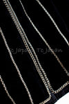 CHANEL 06PF Black Washed Velvet Silver Ribbon Trim Jacket 36 38 シャネル ブラック・ベルベット・リボン・チェーントリミング・ジャケット 即発