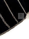 CHANEL 06PF Black Washed Velvet Silver Ribbon Trim Jacket 36 38 シャネル ブラック ベルベット リボン チェーン トリミング ジャケット 即発