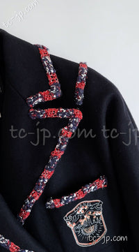 CHANEL 12PF Paris Bombay Black Wool Cashmere Blazer Jacket 34シャネル ブラック エンブレム ウール カシミヤ ブレザー ジャケット 即発