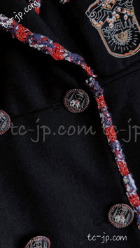 CHANEL 12PF Paris Bombay Black Wool Cashmere Blazer Jacket 34シャネル ブラック エンブレム ウール カシミヤ ブレザー ジャケット 即発