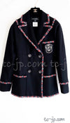 CHANEL 12PF Paris Bombay Black Wool Cashmere Blazer Jacket 34シャネル ブラック エンブレム ウール カシミヤ ブレザー ジャケット 即発