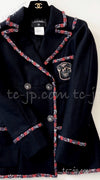 CHANEL 12PF Paris Bombay Black Wool Cashmere Blazer Jacket 34 シャネル ブラック エンブレム ウール カシミヤ ブレザー ジャケット 即発