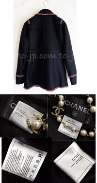 CHANEL 12PF Paris Bombay Black Wool Cashmere Blazer Jacket 34シャネル ブラック エンブレム ウール カシミヤ ブレザー ジャケット 即発