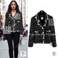 CHANEL 05C Black Creme Fringe Trimmed Tweed Jacket 36 38 シャネル ブラック クリーム フリンジトリミング ツイード ジャケット 即発