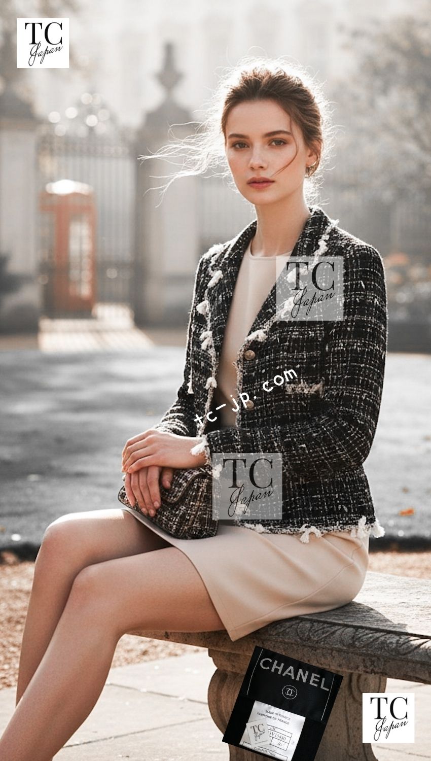 CHANEL 05C Black Creme Fringe Trimmed Tweed Jacket 36 38 シャネル ブラック クリーム フリンジトリミング ツイード ジャケット 即発