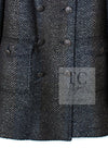 CHANEL 07PF Gray Silver Chevron Double Wool Tweed Jacket Coat 38 シャネル グレー シルバー シェブロン ダブル ウール ツイード ジャケット コート 即発