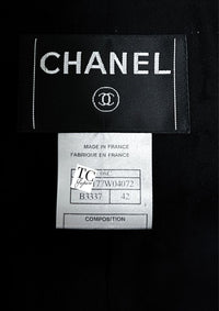 CHANEL Jacket 08C Black Beaded Chain Cotton Wool Tweed 42 シャネル ジャケット CHANEL ブラック ビーズ チェーン コットン ウール ツイード - TC JAPAN