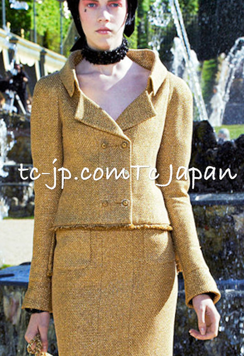 CHANEL 13C Gold Metallic Fringe Double Jacket 34 シャネル ゴールド メタリック ダブル ジャケット 即発