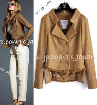 CHANEL 13C Gold Metallic Fringe Double Jacket 34 シャネル ゴールド メタリック ダブル ジャケット 即発