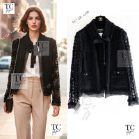 CHANEL 09C Black Jewel Embellished Mesh Lesage Tweed Cardigan Jacket 34 シャネル ブラック ジュエリー ビーズ メッシュレース カーディガン ジャケット 即発 - TC JAPAN