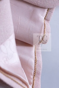 CHANEL 07S Pale Pink CC Button Silk Wool Jacket 40 シャネル 淡い ピンク CC ボタン シルク ウール ジャケット 即発