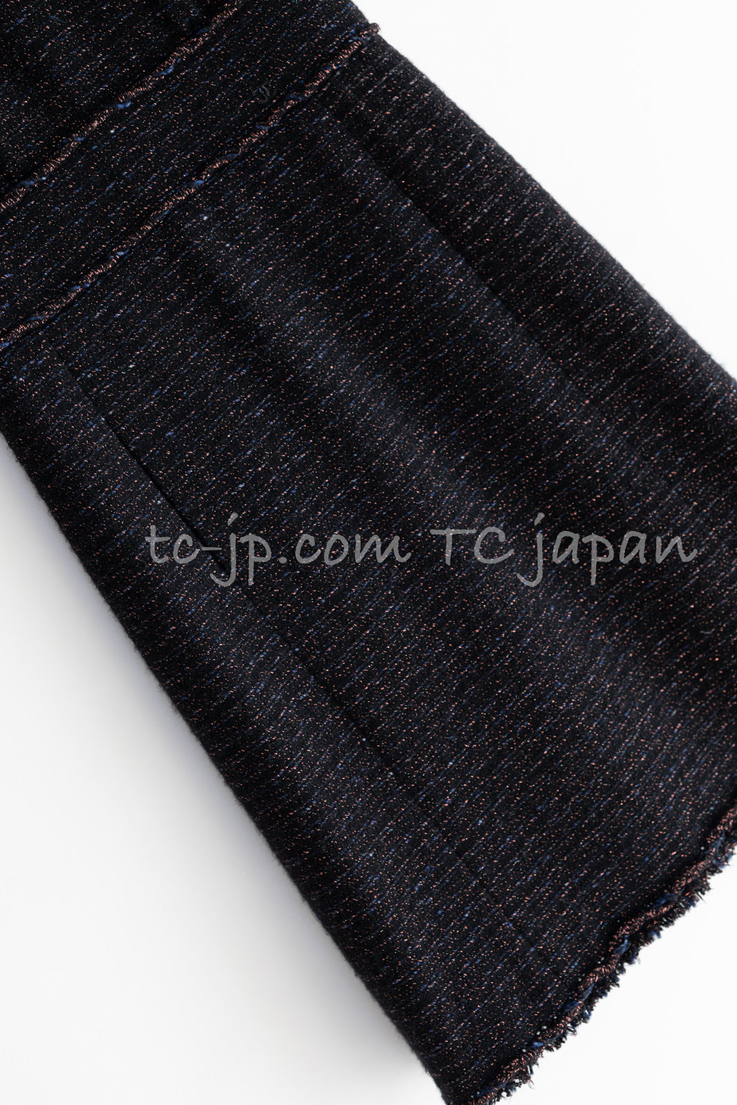 CHANEL 07PF Black Blue Metallic Braid Trim Wool Cashmere Tweed Dress 36 シャネル ブラック ブルー メタリック ブレイドトリム ウール カシミア ツイード ワンピース 即発