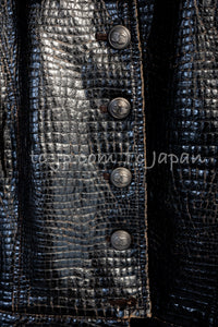 CHANEL 03A Charlize Theron Croc Leather Like Jacket 40 42 シャネル 女優シャーリーズセロン着・クロコダイル調・ジャケット - TC JAPAN
