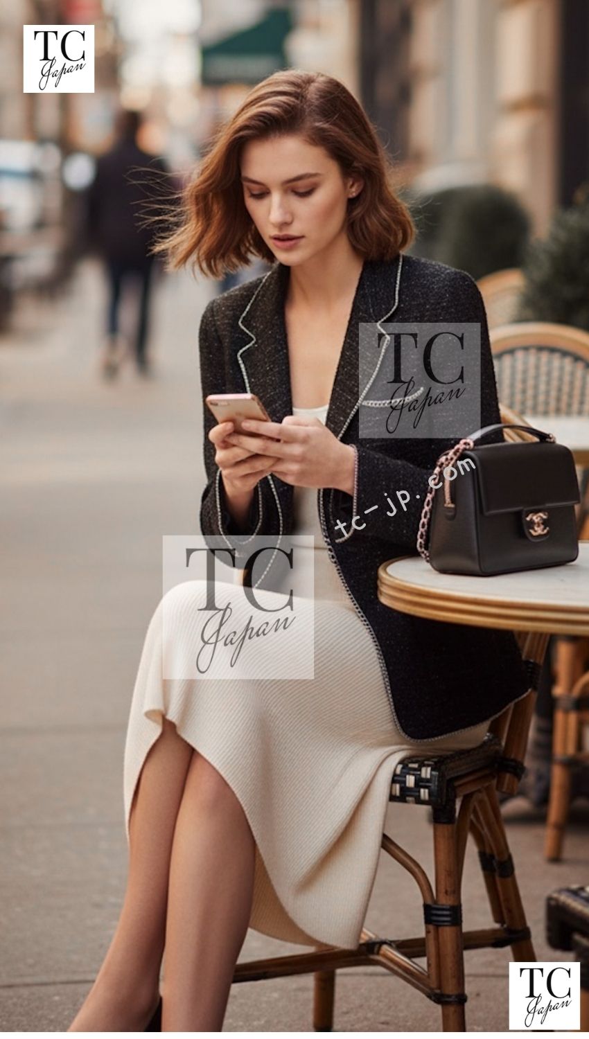 CHANEL 06S Black Metallic Chain Trim Tweed Jacket 38 シャネル ブラック メタリック チェーン トリム ツイード ジャケット 即発