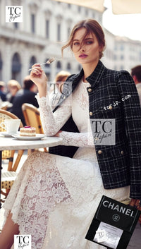 CHANEL 08C Black Silver Gold Checked Tweed Jacket 38 シャネル ブラック シルバー ゴールド チェック柄 ツイード ジャケット 即発