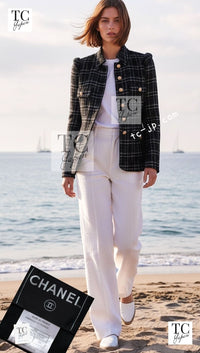 CHANEL 08C Black Silver Gold Checked Tweed Jacket 38 シャネル ブラック シルバー ゴールド チェック柄 ツイード ジャケット 即発