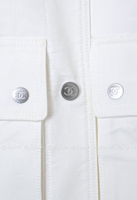 CHANEL 13S White Cotton Jacket Coat 38 40 42 シャネル ホワイト コットン ジャケット コート 即発